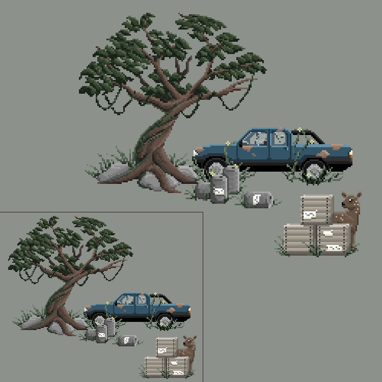Pixel Tree Car